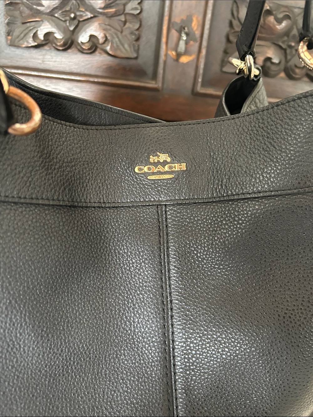 Coach Lexy Black Pebbled Leather Shoulder Bag - Picture 3 of 16